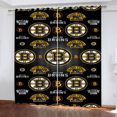 Boston Bruins Hockey League Blackout Curtains Drapes For Window Treatment Set