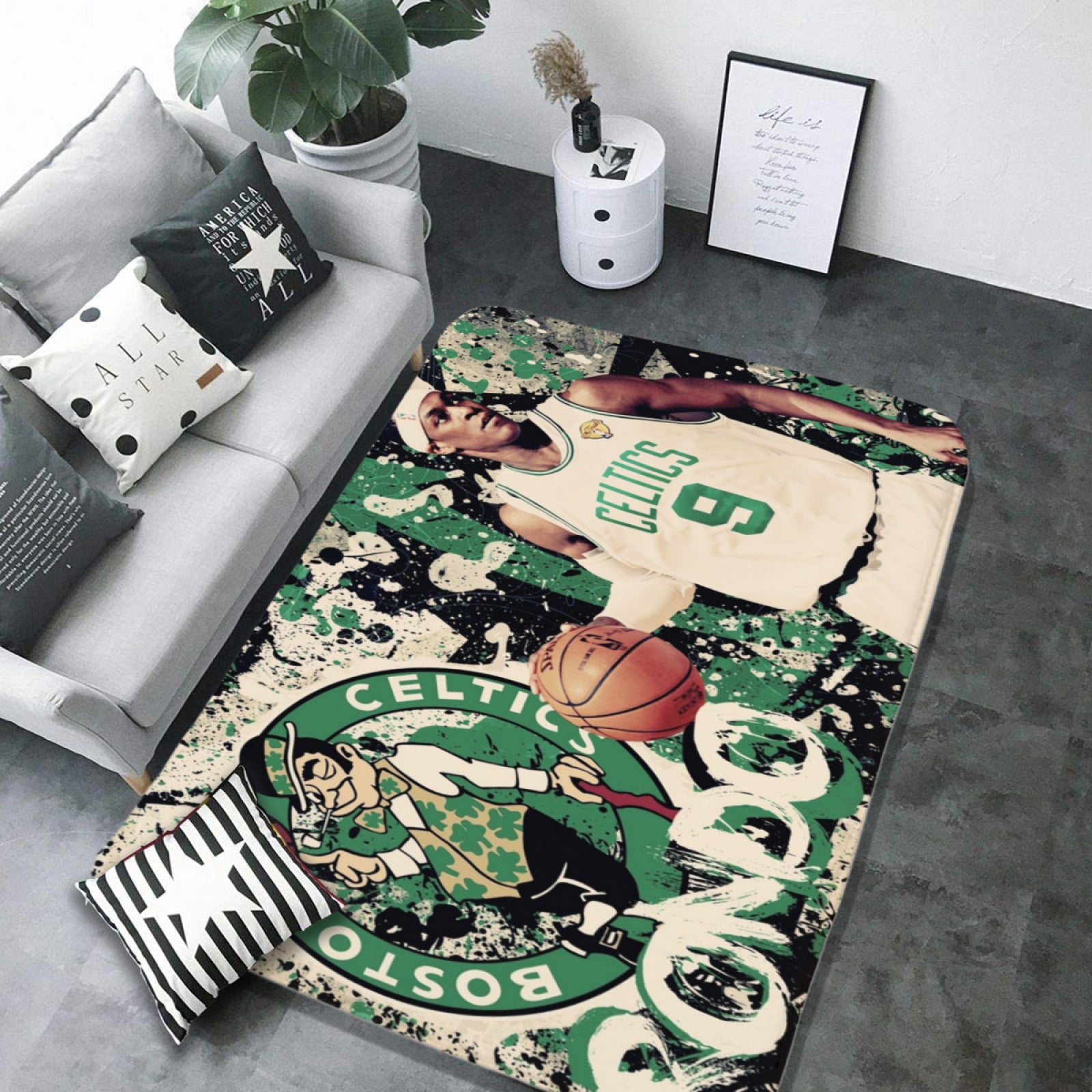 Boston Basketball Celtics Carpet Living Room Bedroom Mats Kitchen Bathroom Rugs