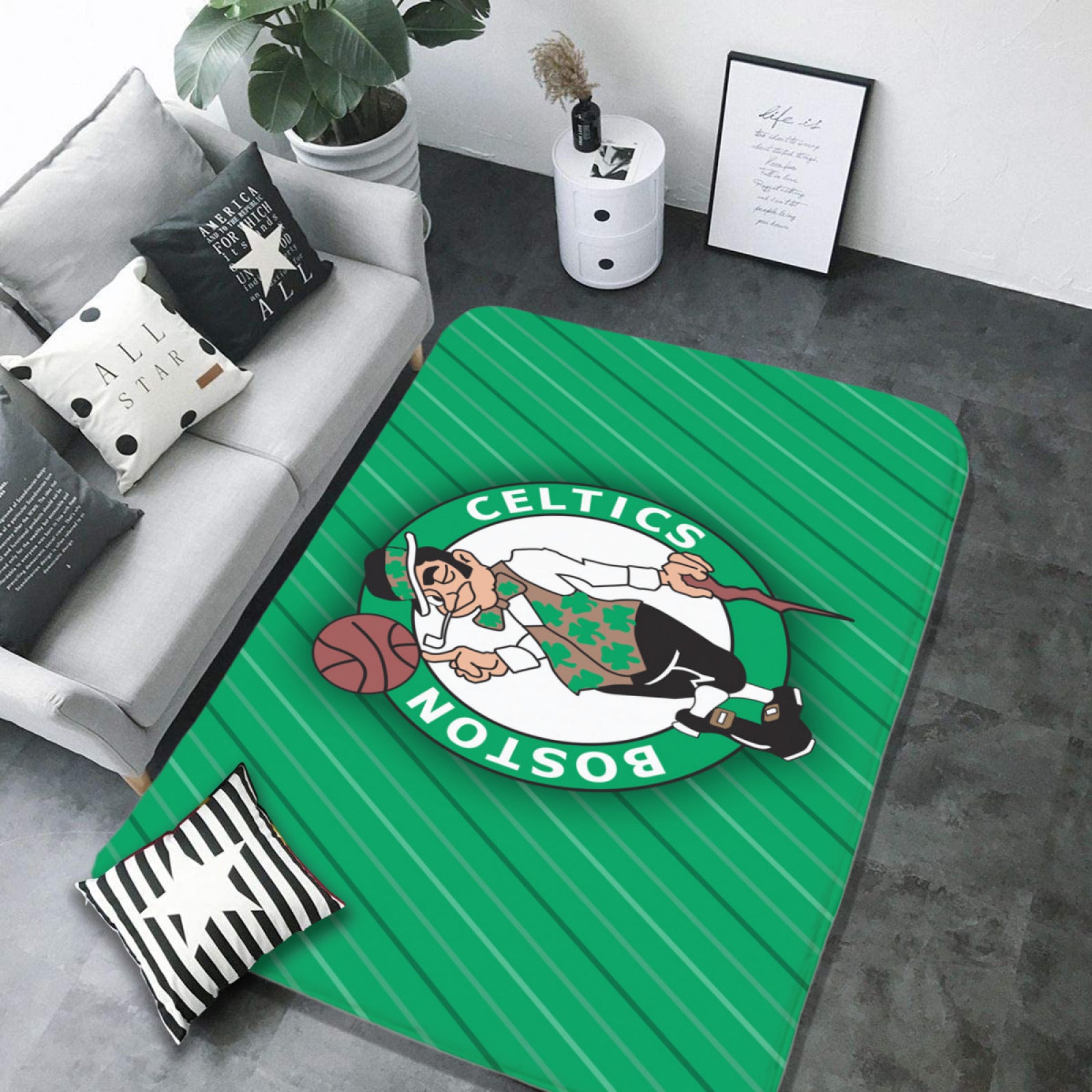 Boston Basketball Celtics Carpet Living Room Bedroom Mats Kitchen Bathroom Rugs