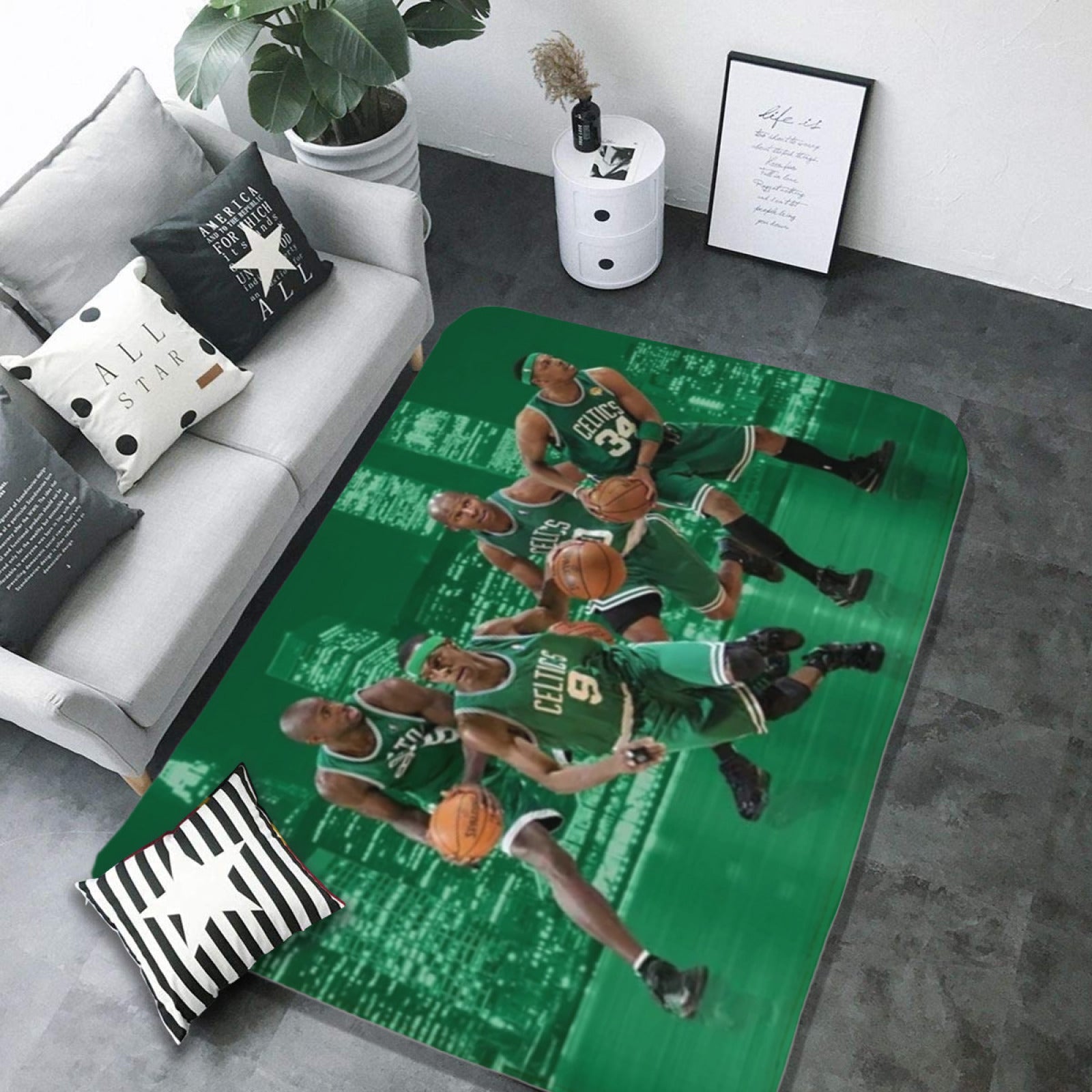 Boston Basketball Celtics Carpet Living Room Bedroom Mats Kitchen Bathroom Rugs