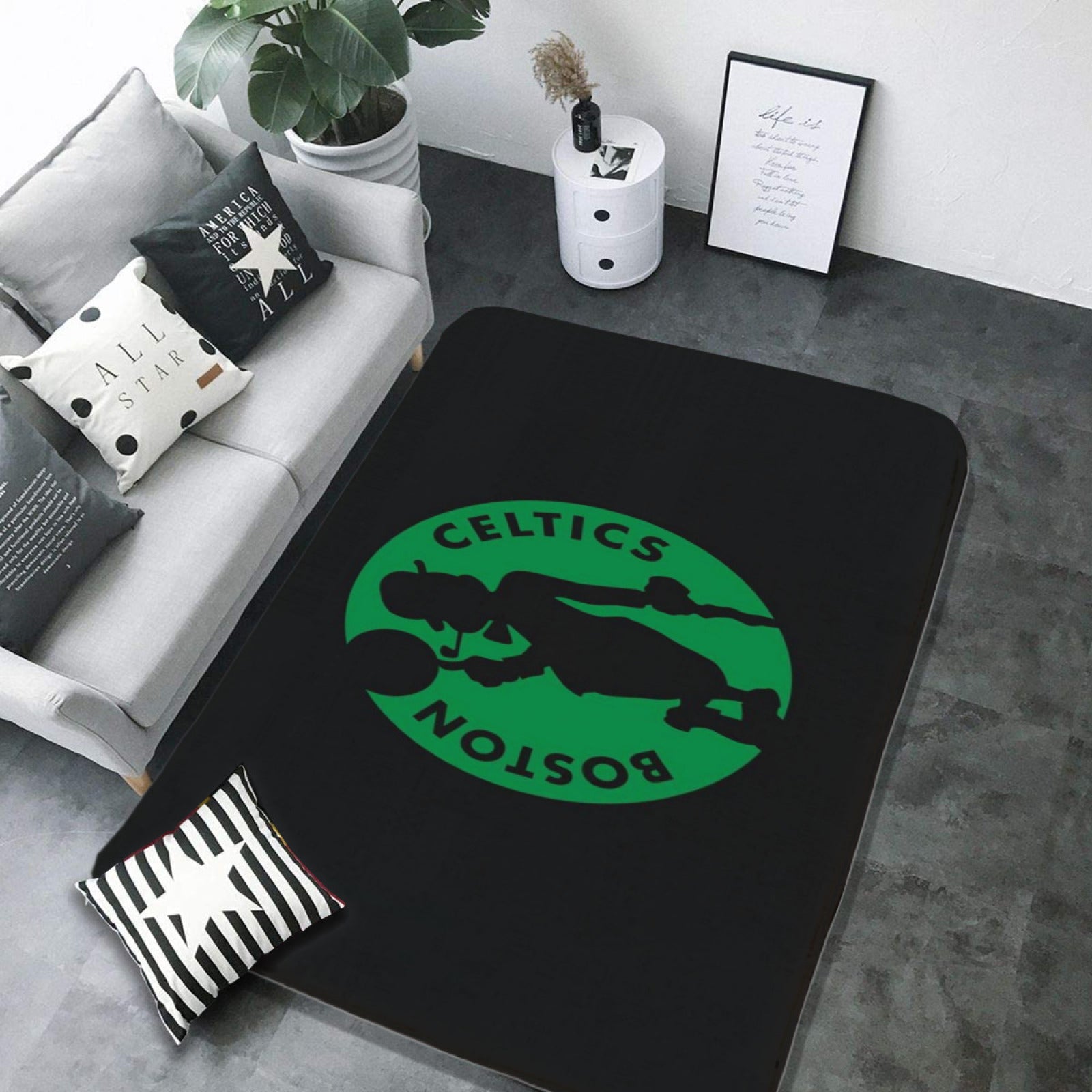 Boston Basketball Celtics Carpet Living Room Bedroom Mats Kitchen Bathroom Rugs