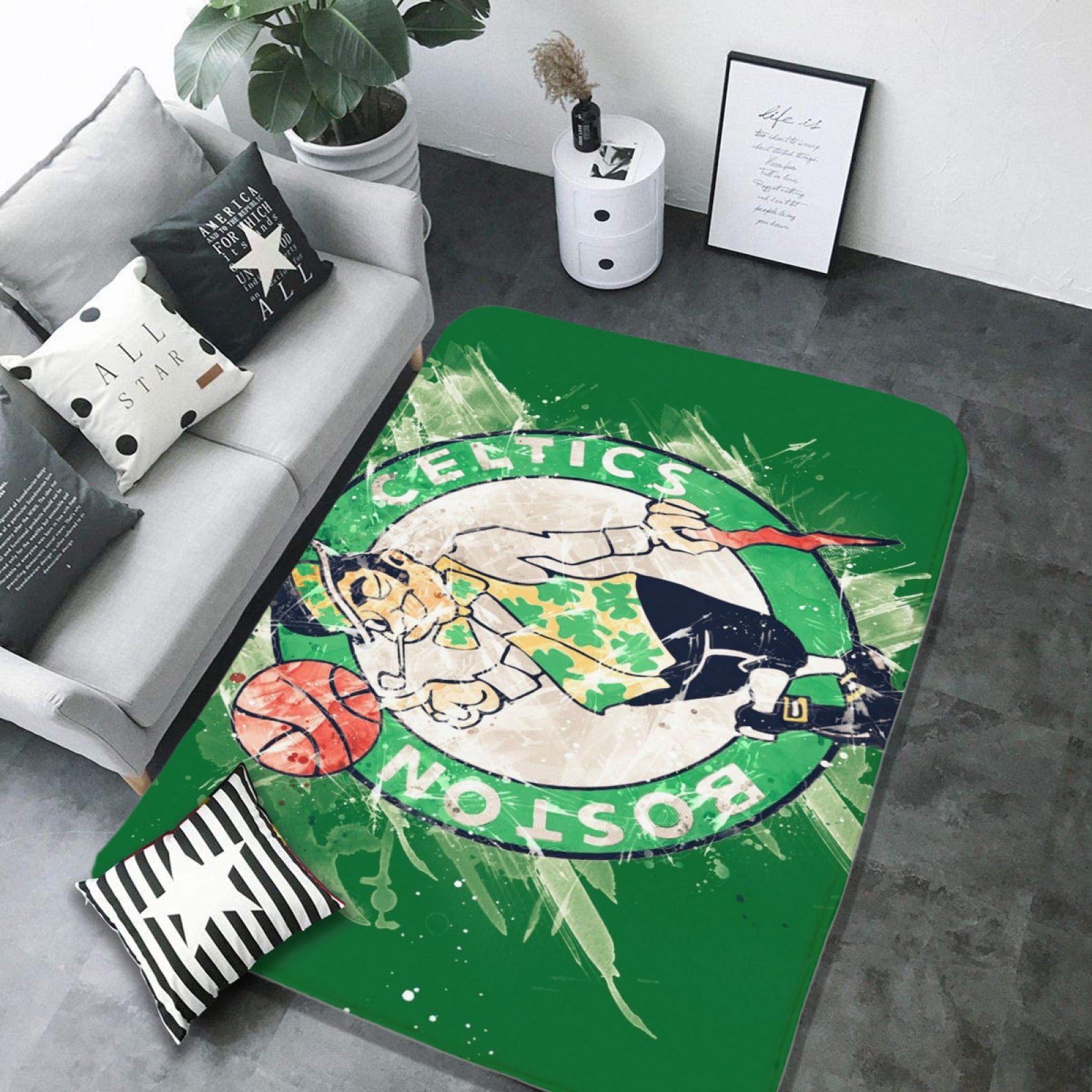 Boston Basketball Celtics Carpet Living Room Bedroom Mats Kitchen Bathroom Rugs