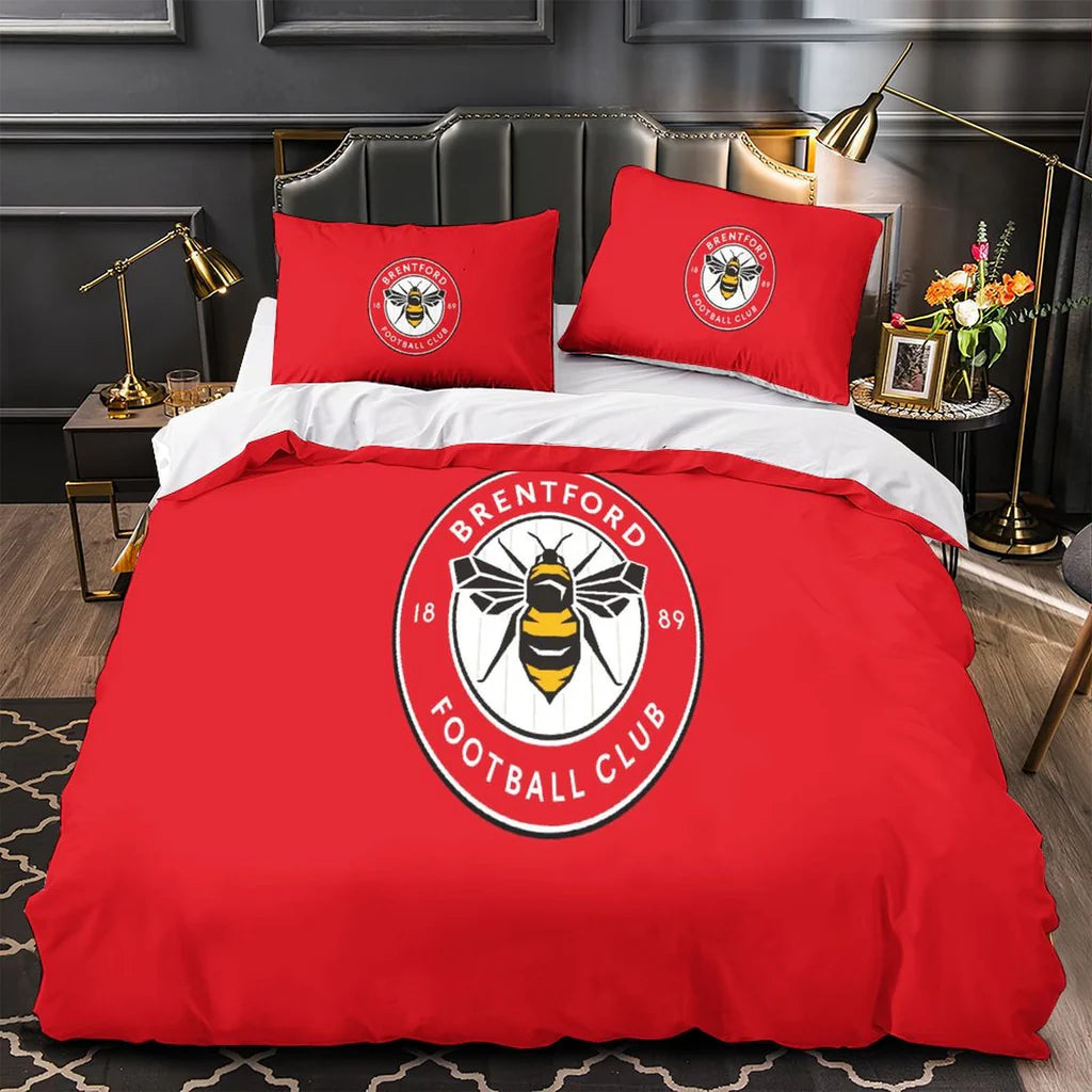 Brentford FC Duvet Cover Quilt Case Pillowcase Bedding Set Without Filler