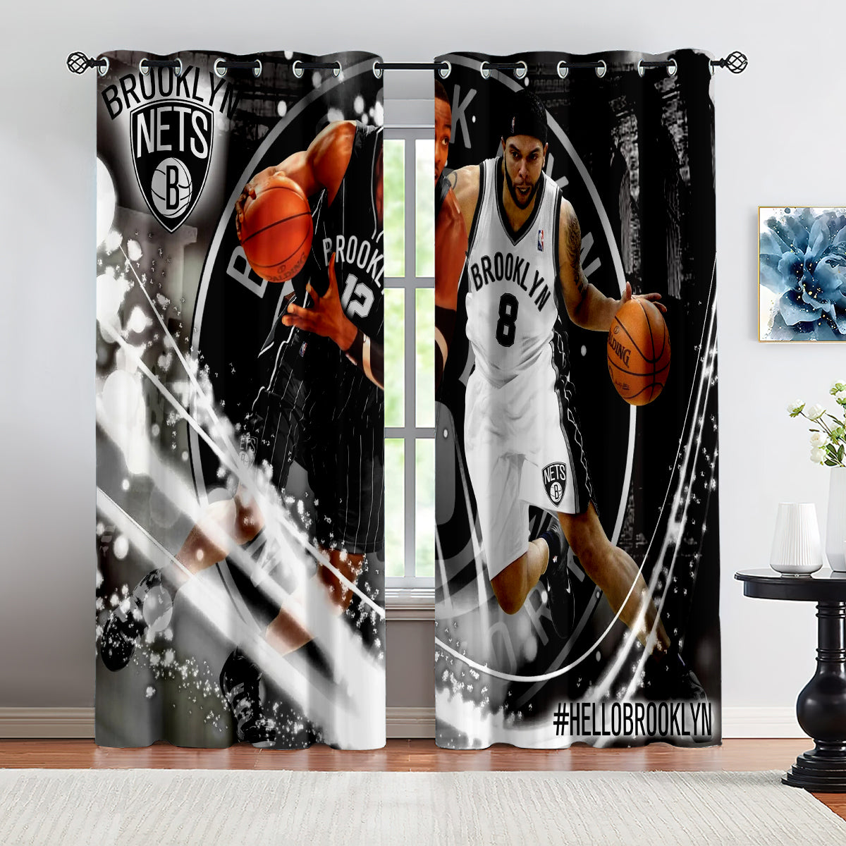 Brooklyn Basketball Nets Blackout Curtains Drapes For Window Treatment Set