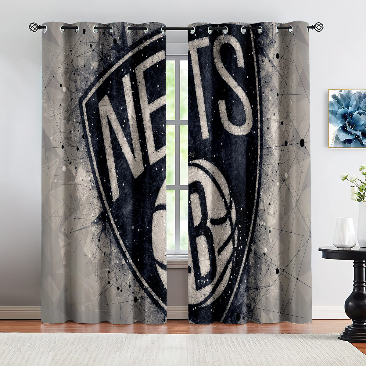 Brooklyn Basketball Nets Blackout Curtains Drapes For Window Treatment Set