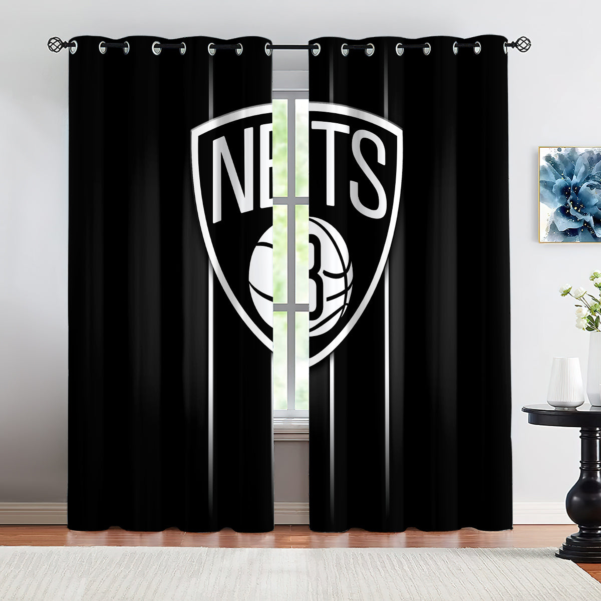 Brooklyn Basketball Nets Blackout Curtains Drapes For Window Treatment Set