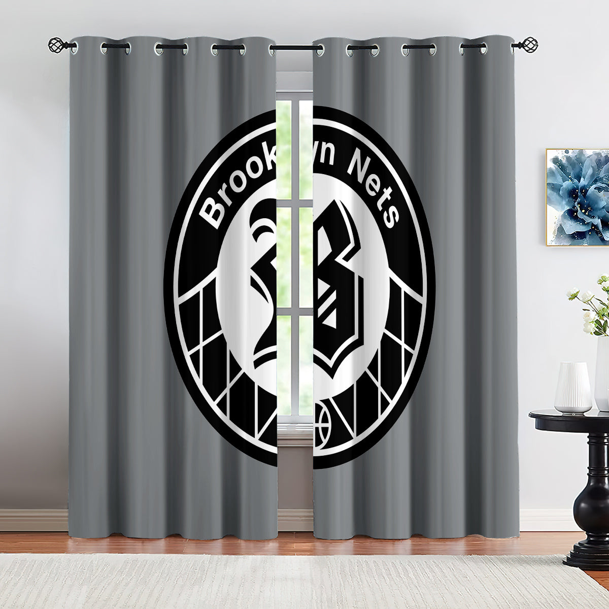 Brooklyn Basketball Nets Blackout Curtains Drapes For Window Treatment Set