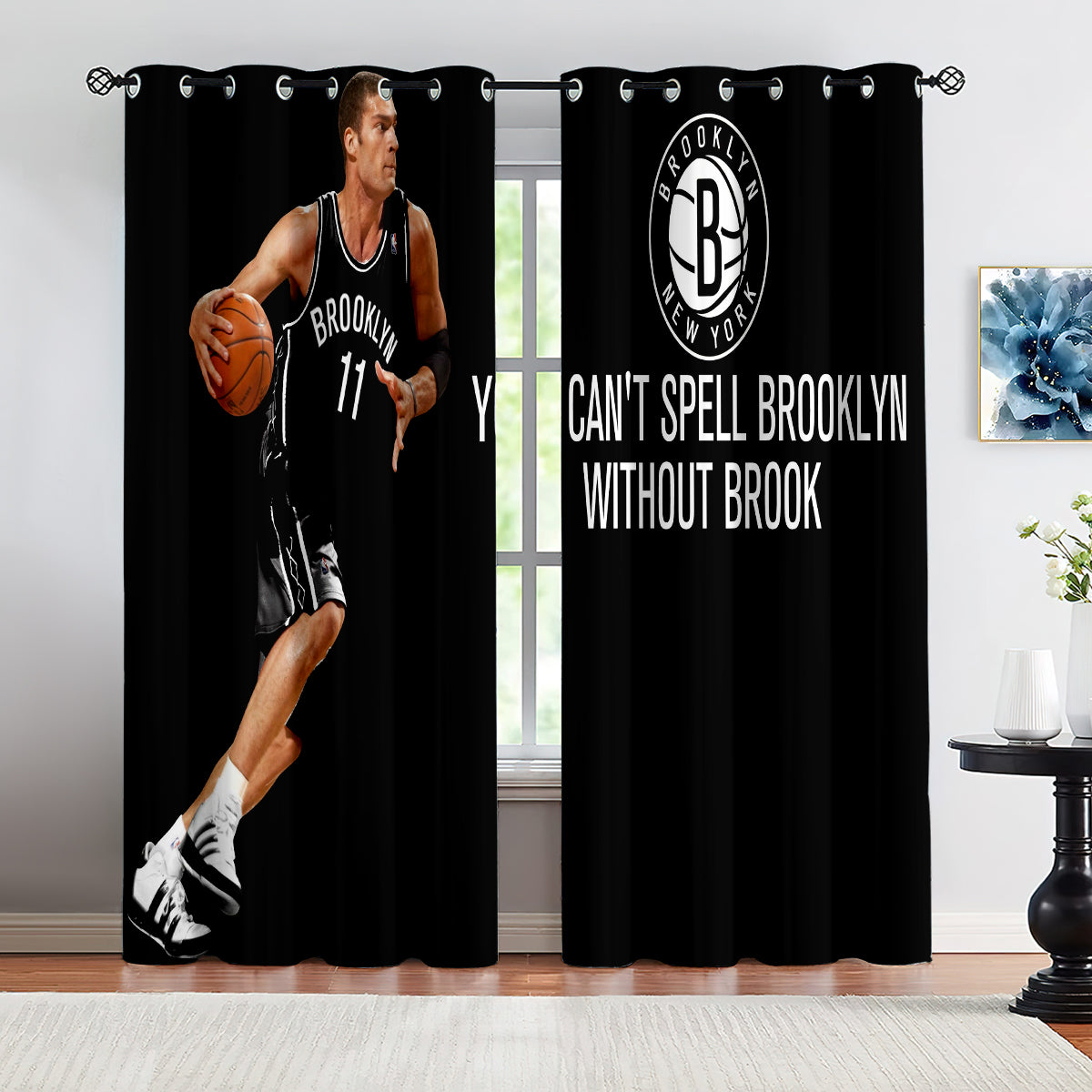 Brooklyn Basketball Nets Blackout Curtains Drapes For Window Treatment Set