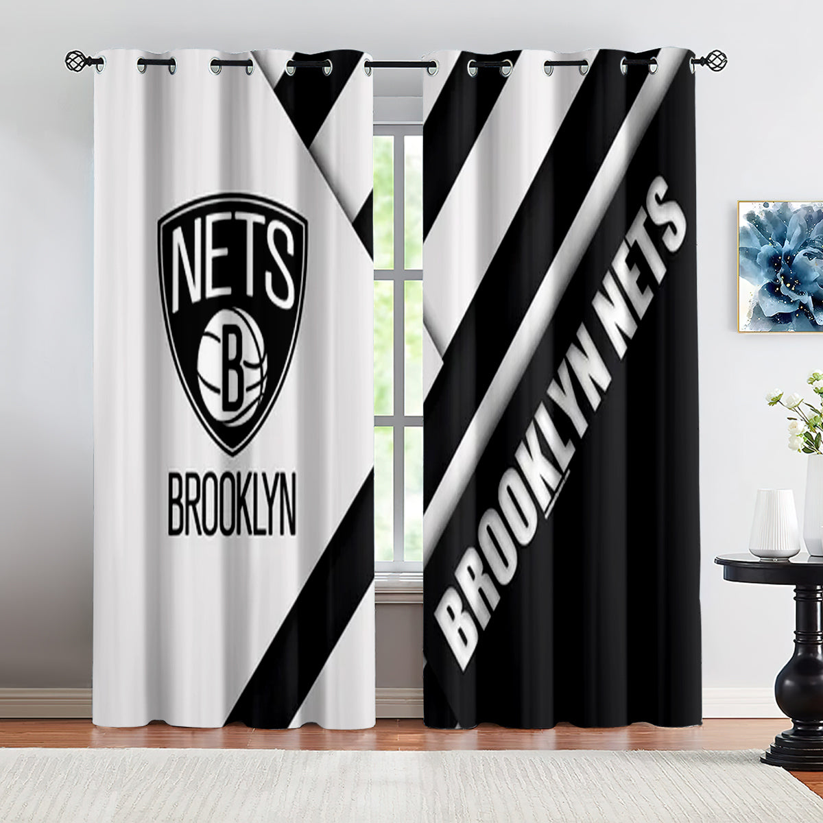 Brooklyn Basketball Nets Blackout Curtains Drapes For Window Treatment Set