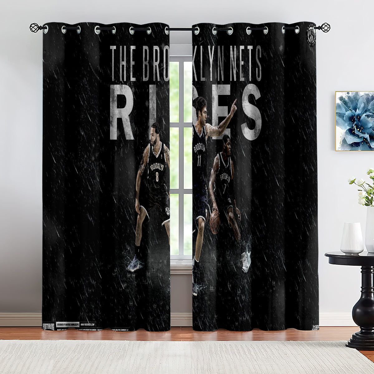 Brooklyn Basketball Nets Blackout Curtains Drapes For Window Treatment Set