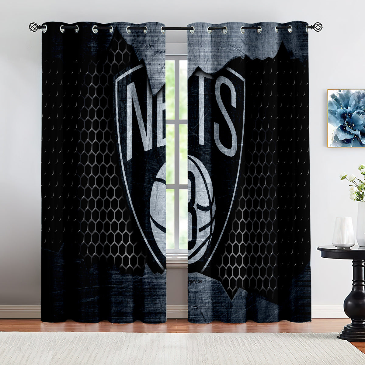 Brooklyn Basketball Nets Blackout Curtains Drapes For Window Treatment Set