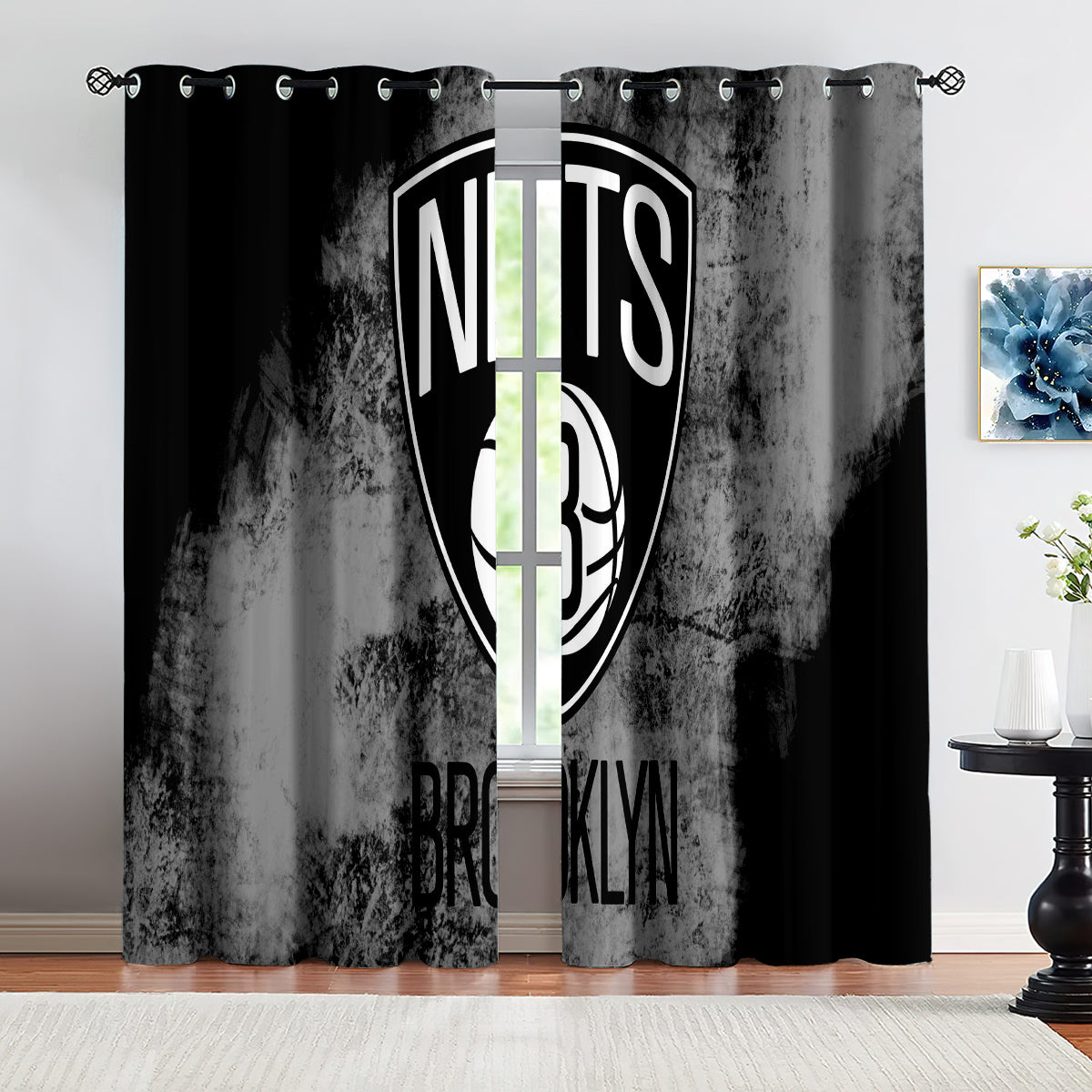 Brooklyn Basketball Nets Blackout Curtains Drapes For Window Treatment Set