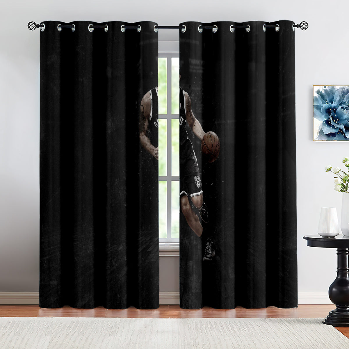 Brooklyn Basketball Nets Blackout Curtains Drapes For Window Treatment Set