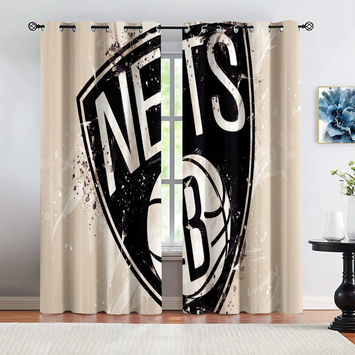 Brooklyn Basketball Nets Blackout Curtains Drapes For Window Treatment Set