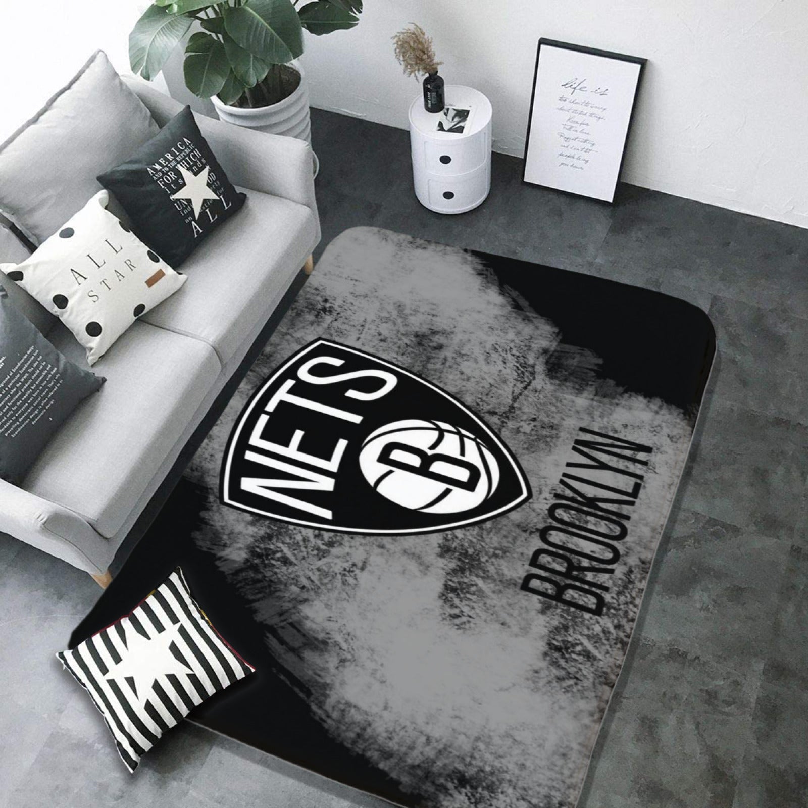 Brooklyn Basketball Nets Carpet Living Room Bedroom Mats Kitchen Bathroom Rugs
