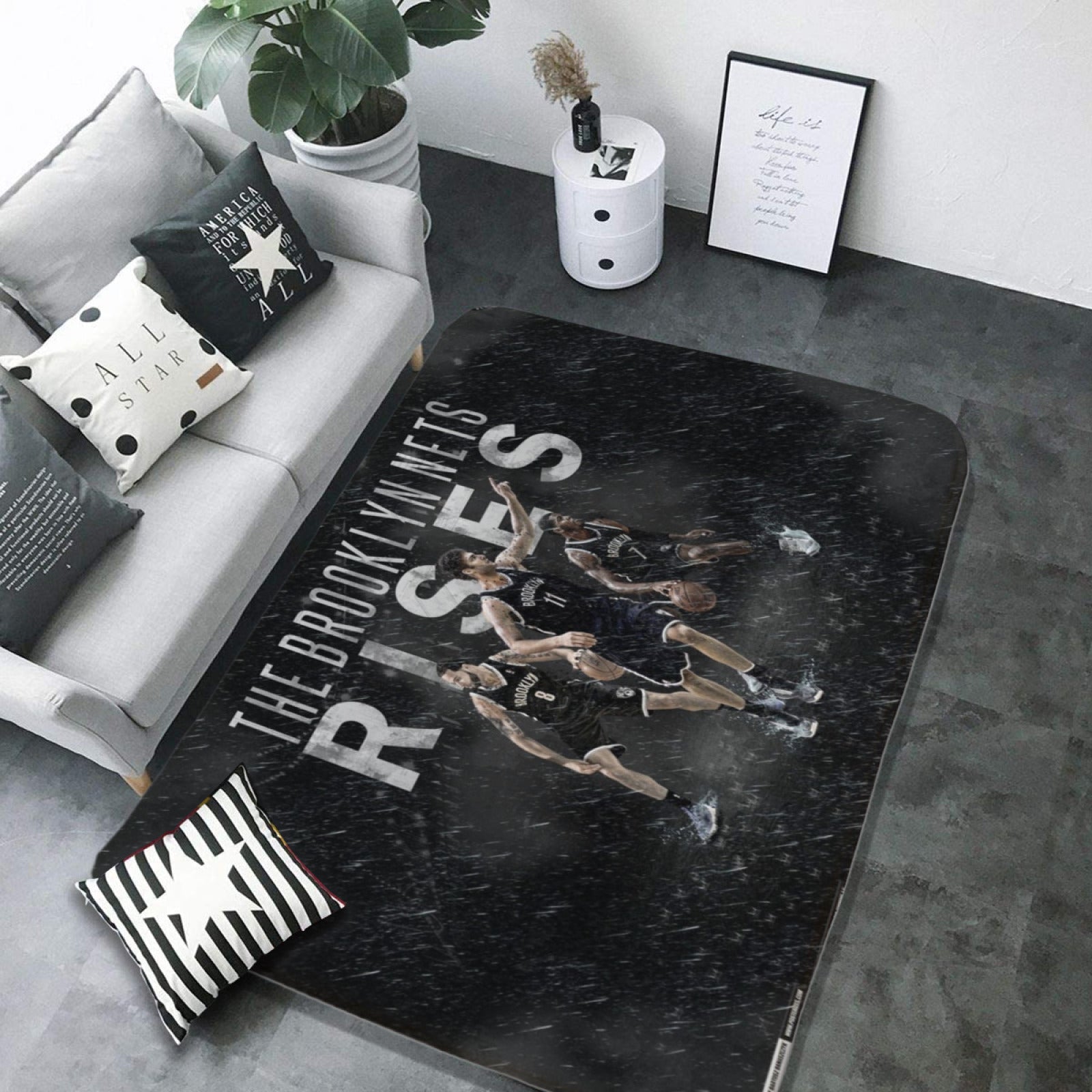 Brooklyn Basketball Nets Carpet Living Room Bedroom Mats Kitchen Bathroom Rugs