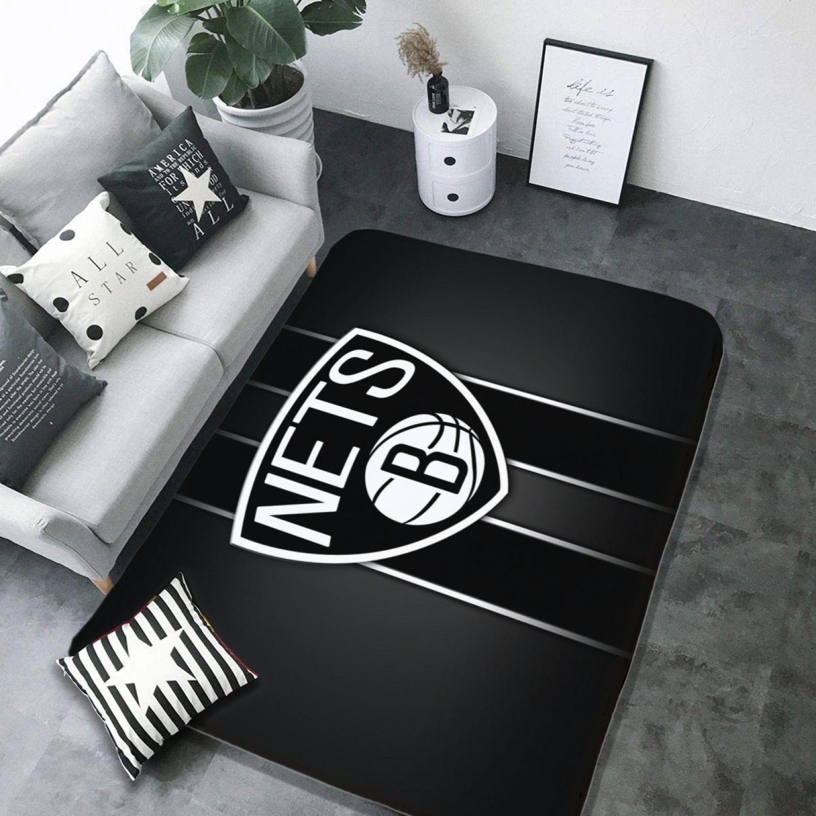 Brooklyn Basketball Nets Carpet Living Room Bedroom Mats Kitchen Bathroom Rugs