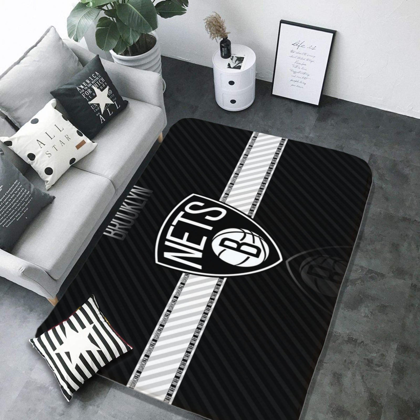 Brooklyn Basketball Nets Carpet Living Room Bedroom Mats Kitchen Bathroom Rugs