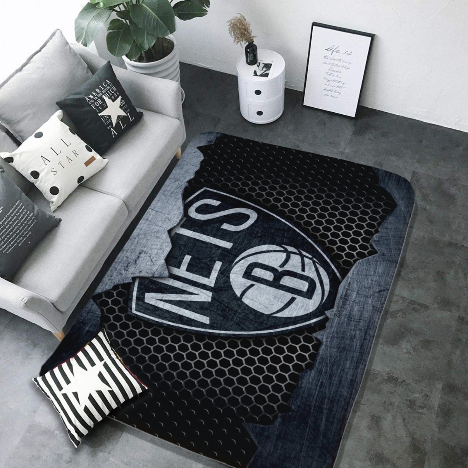 Brooklyn Basketball Nets Carpet Living Room Bedroom Mats Kitchen Bathroom Rugs