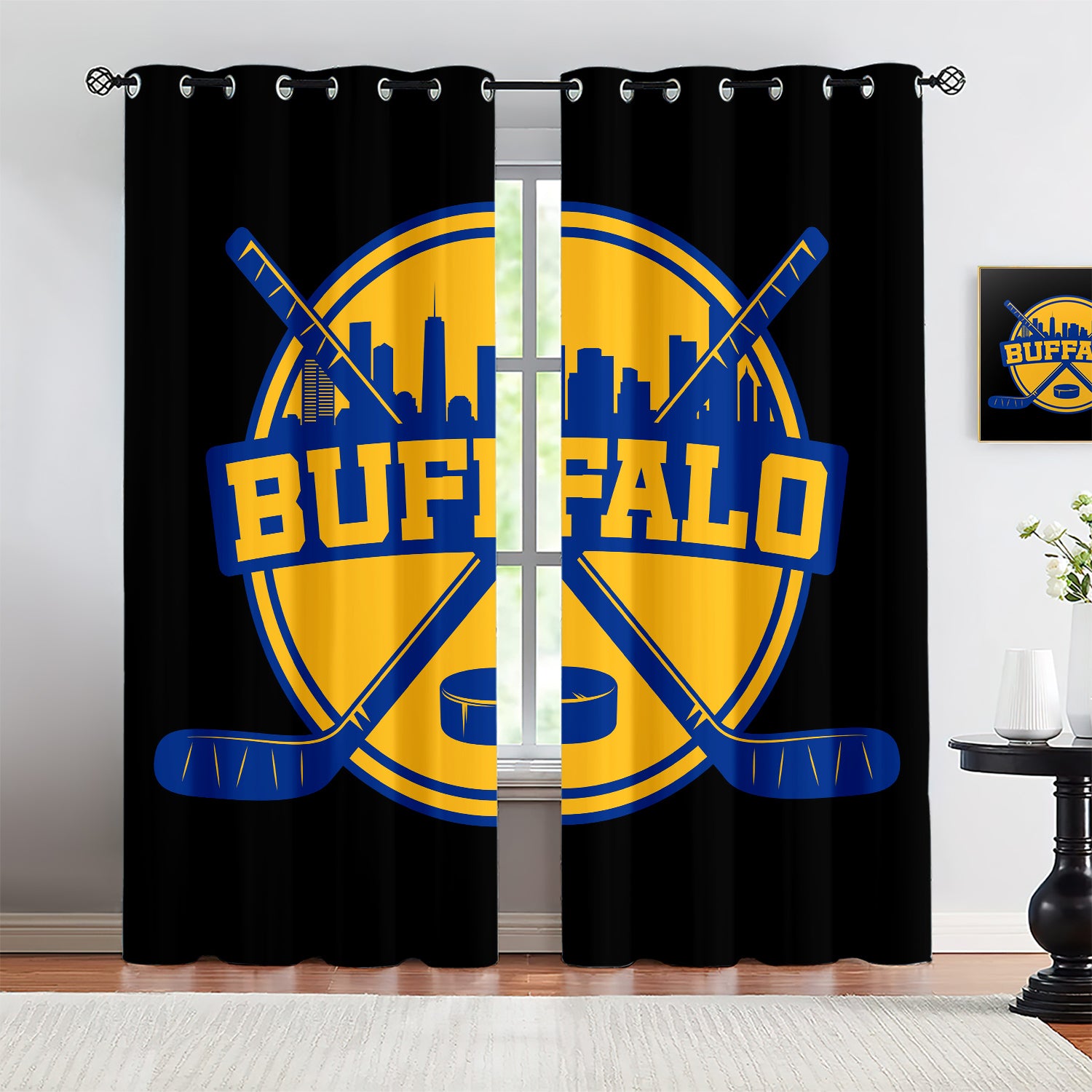 Buffalo Sabres Blackout Curtains Drapes For Window Treatment Set