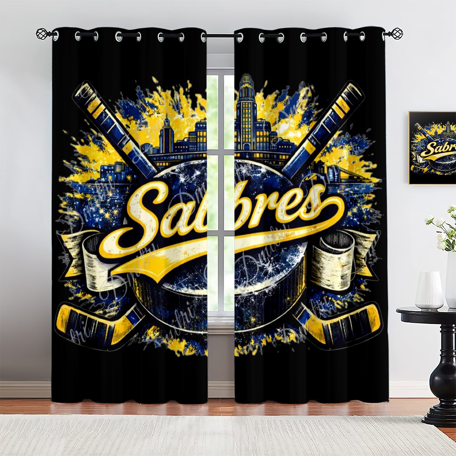 Buffalo Sabres Blackout Curtains Drapes For Window Treatment Set
