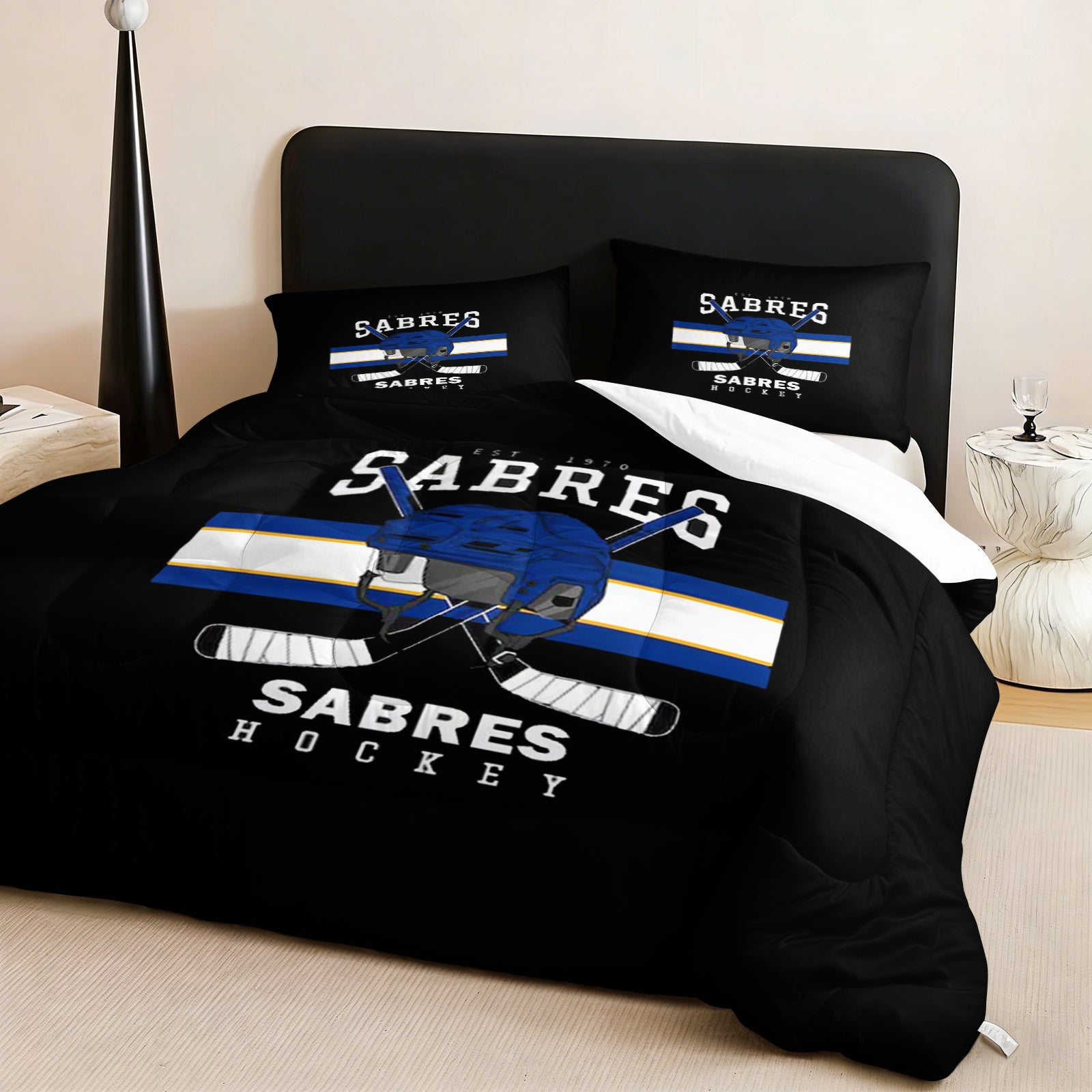 Buffalo Sabres Hockey League Comforter Pillowcase Sets Blanket All Season Reversible Quilted Duvet