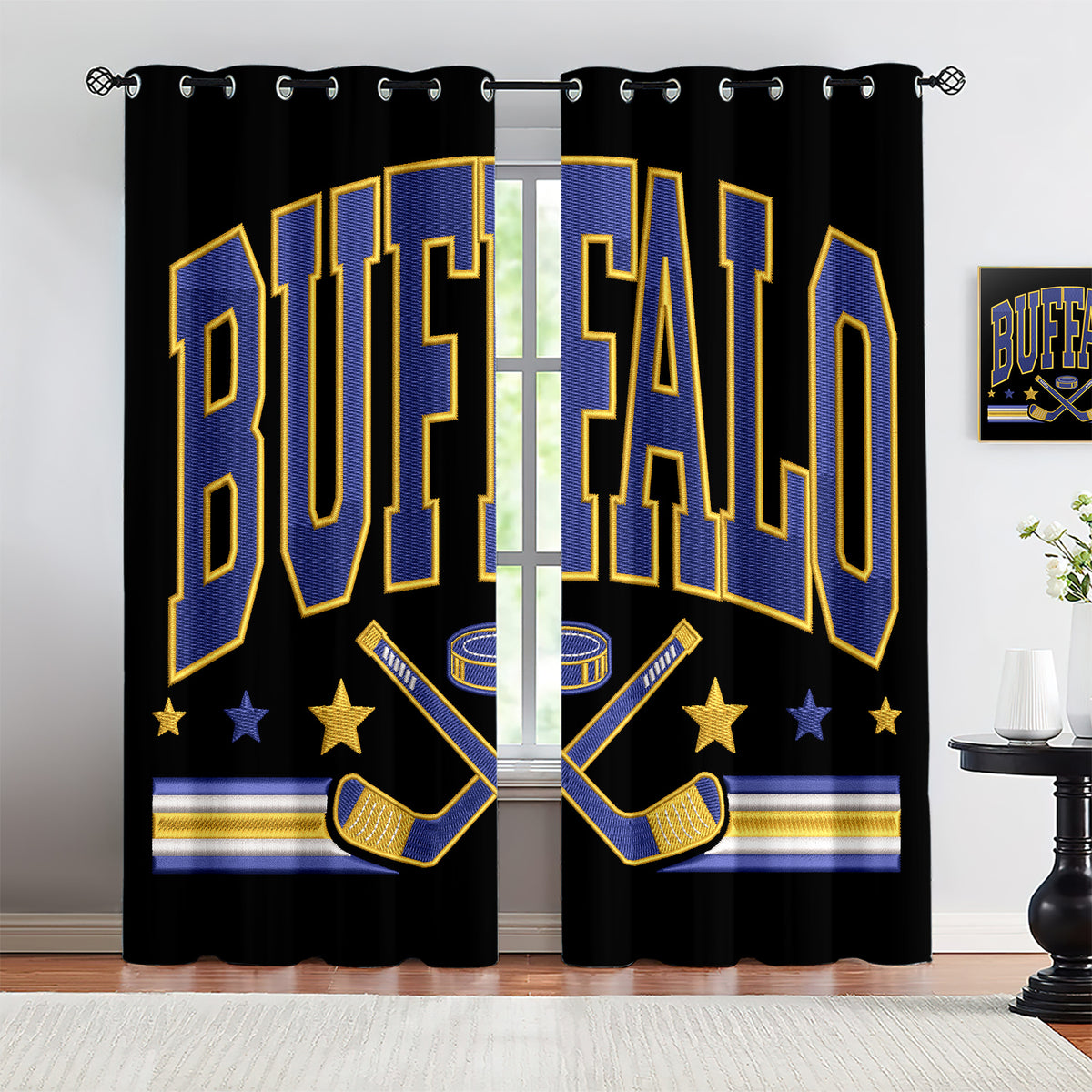 Buffalo Sabres Blackout Curtains Drapes For Window Treatment Set