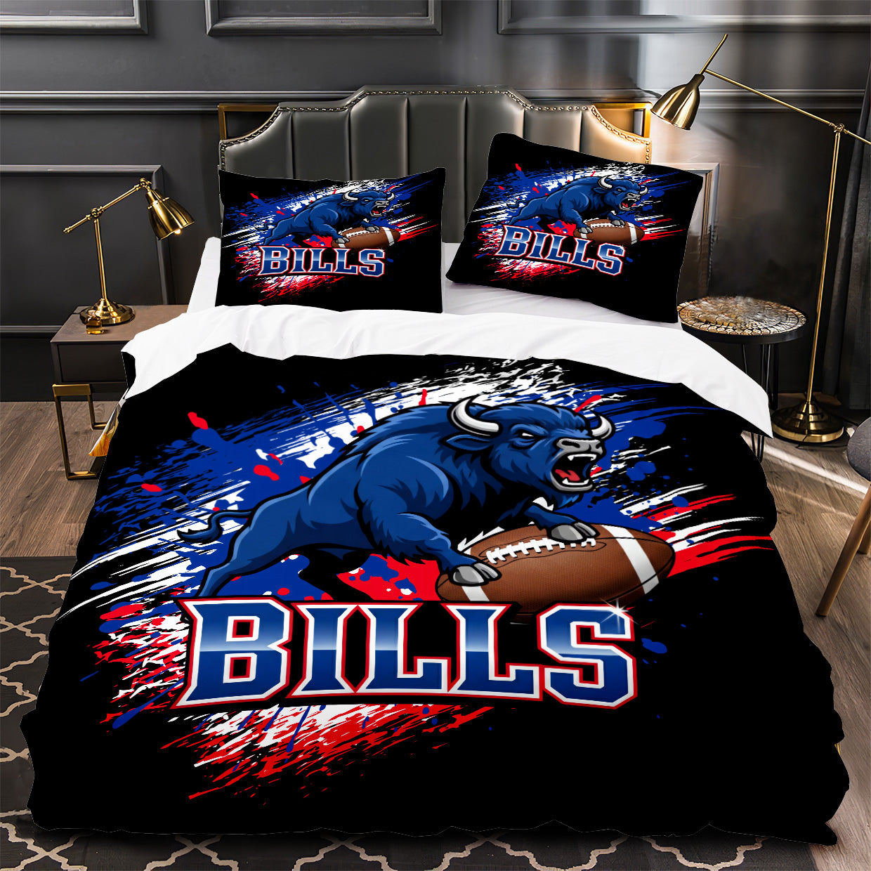 Buffalo Bills Football Duvet Cover Quilt Case Pillowcase Bedding Set Without Filler