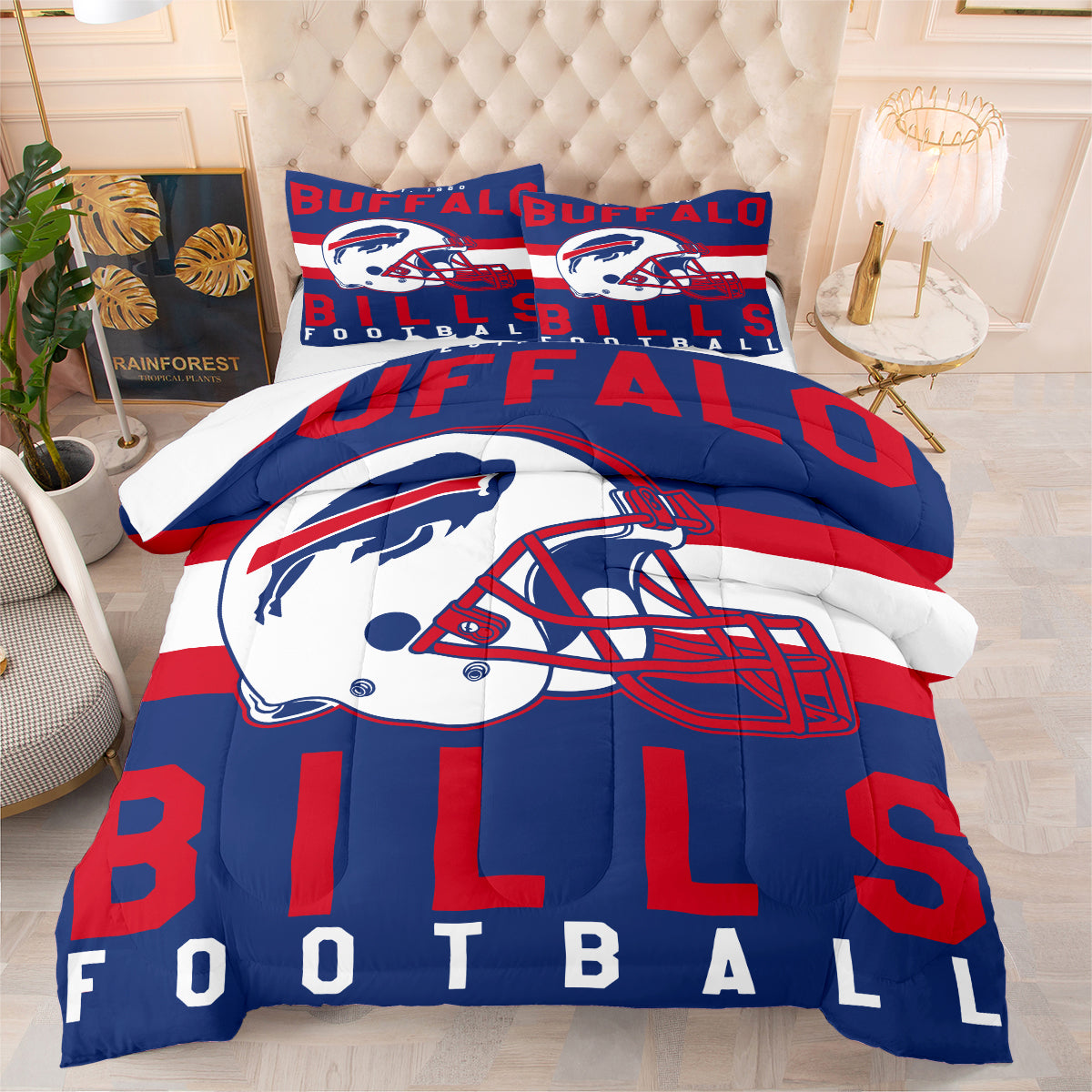 Buffalo Football Bills Comforter Pillowcase Sets Blanket All Season Reversible Quilted Duvet
