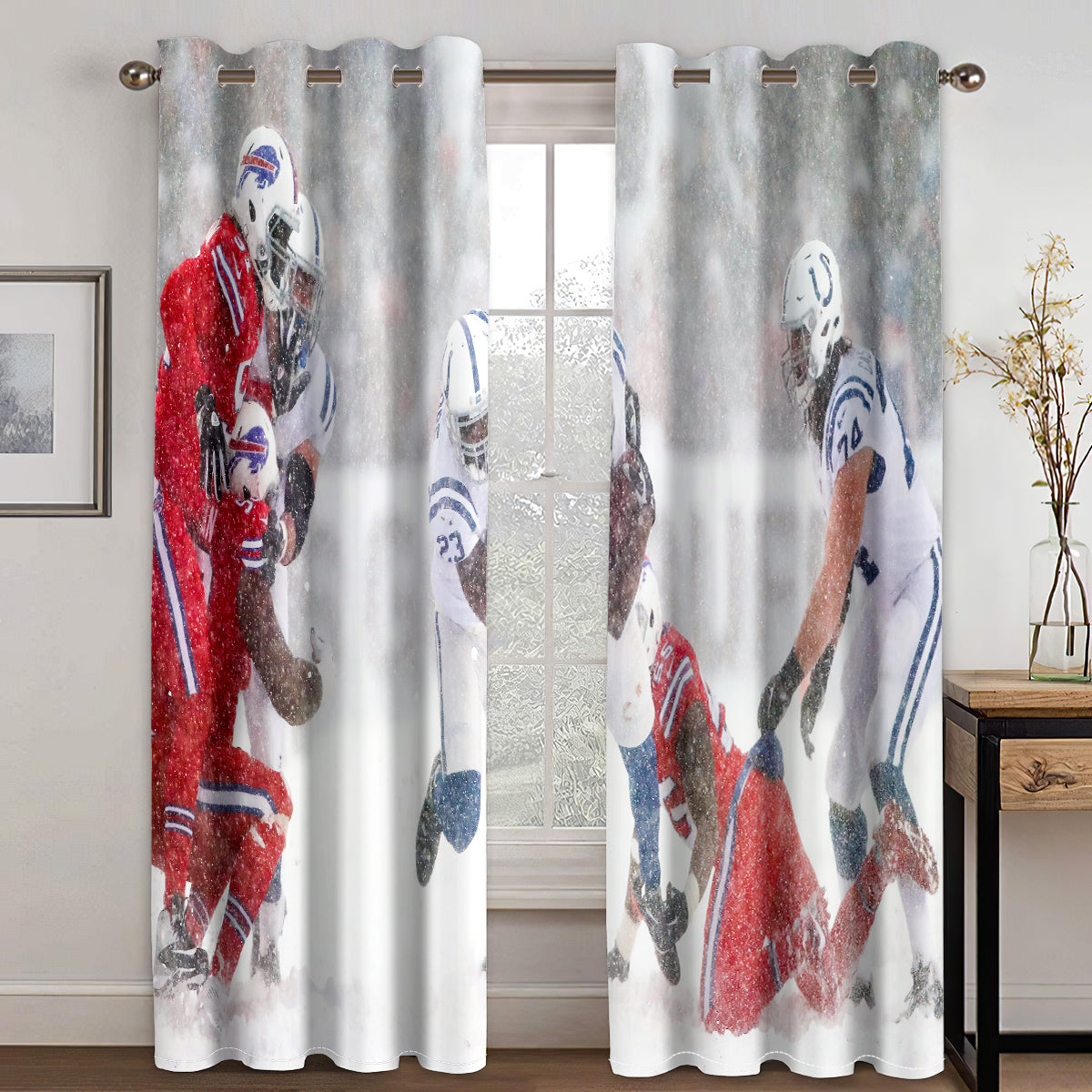 Buffalo Football League Bills Curtains Blackout Window Treatments Drapes Room Decor