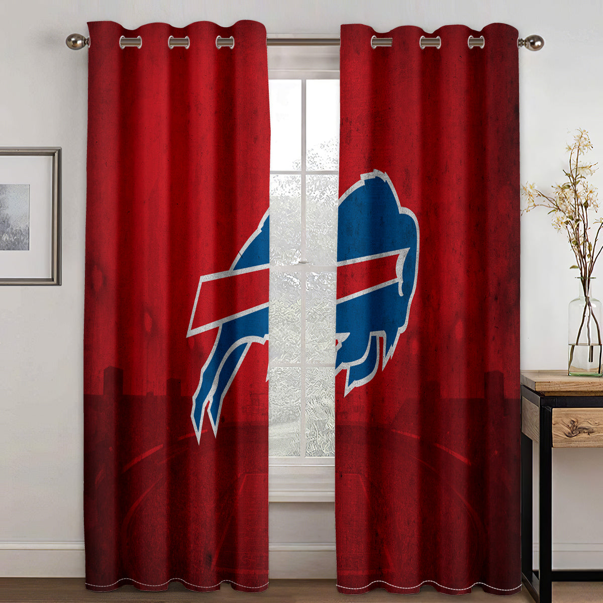 Buffalo Football League Bills Curtains Blackout Window Treatments Drapes Room Decor