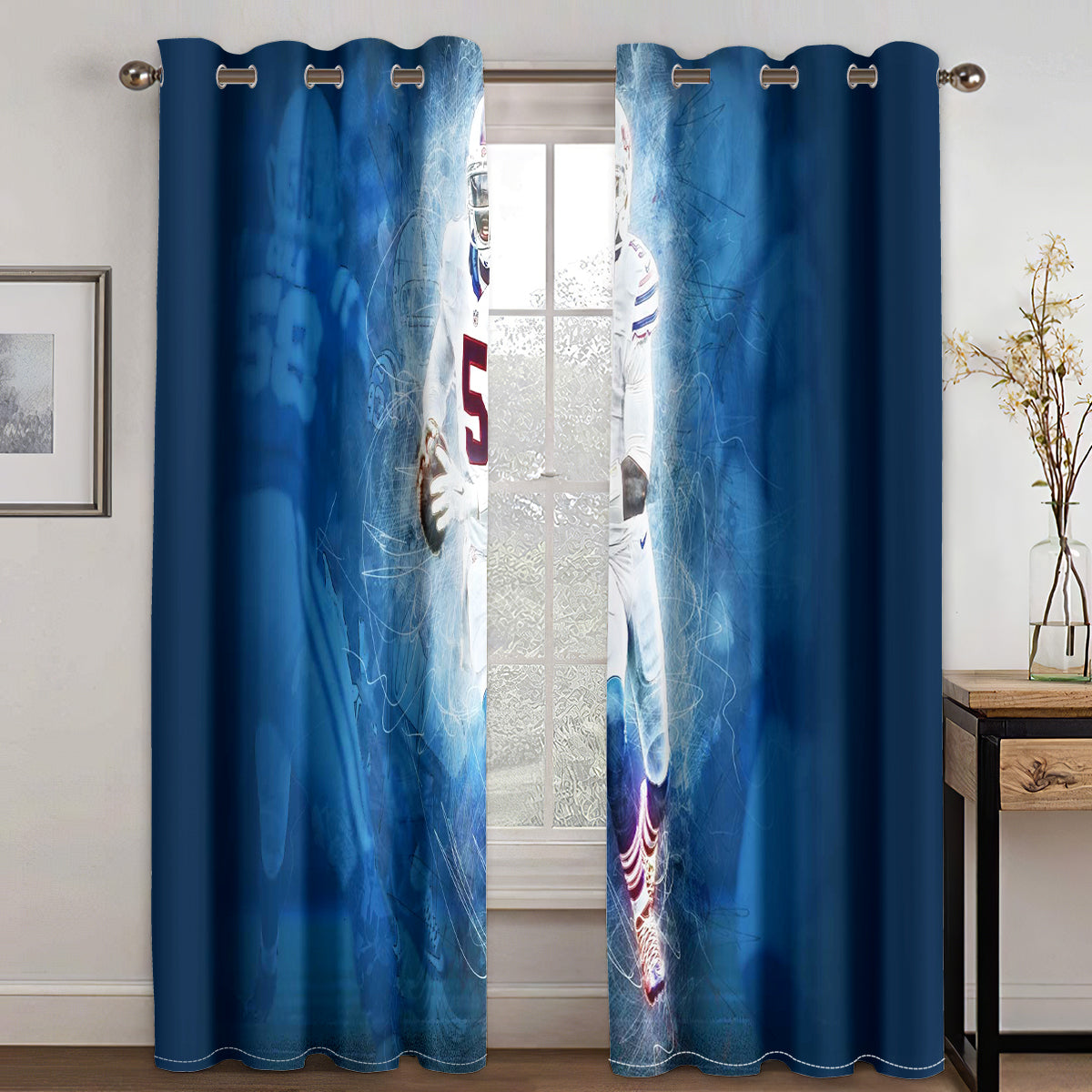 Buffalo Football League Bills Curtains Blackout Window Treatments Drapes Room Decor