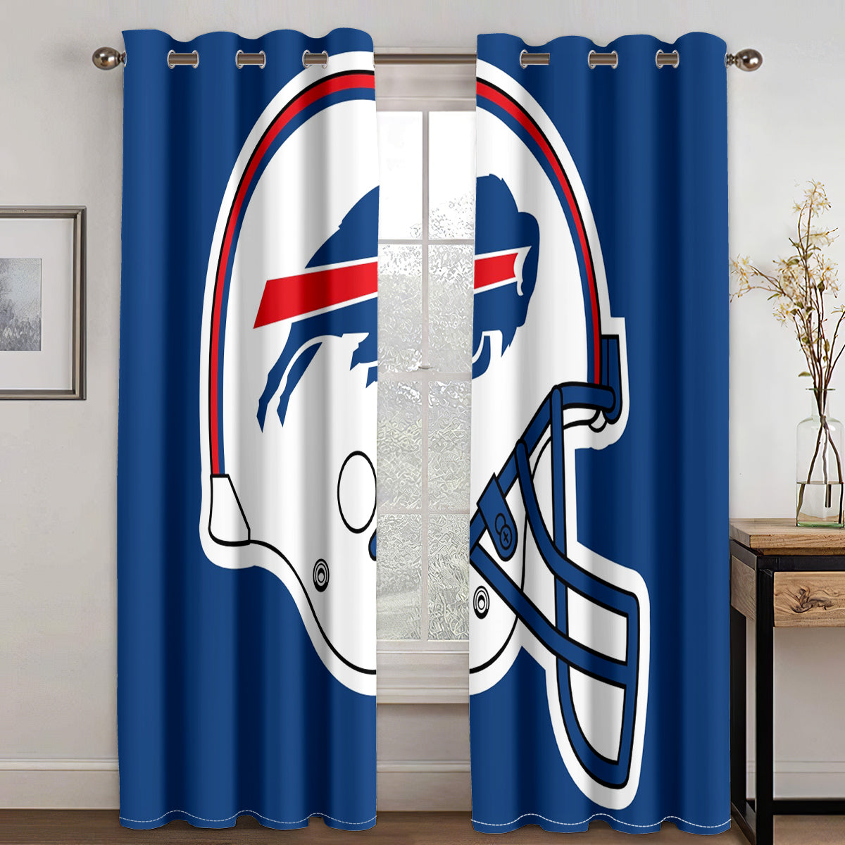 Buffalo Football League Bills Curtains Blackout Window Treatments Drapes Room Decor