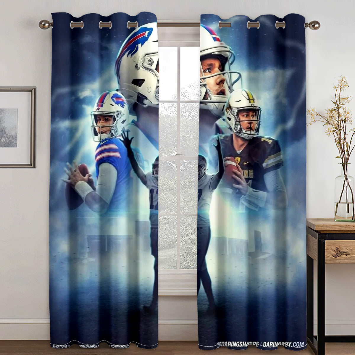 Buffalo Football League Bills Curtains Blackout Window Treatments Drapes Room Decor