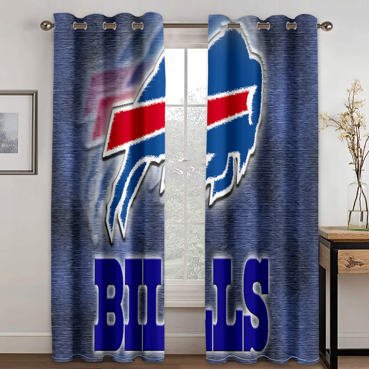 Buffalo Football League Bills Curtains Blackout Window Treatments Drapes Room Decor