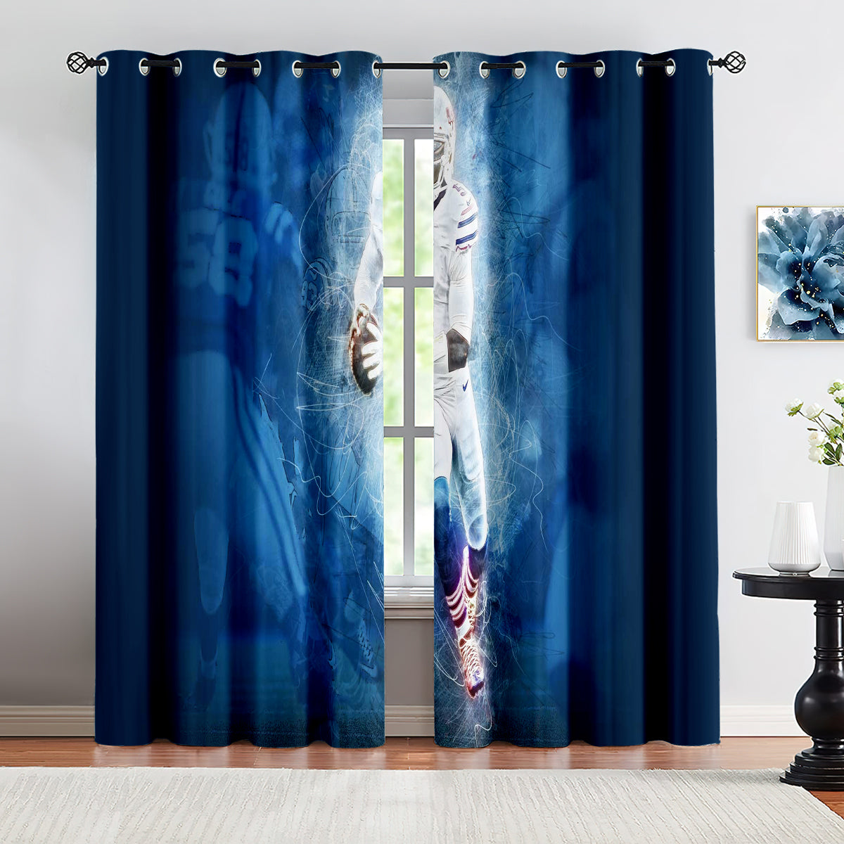 Buffalo Football League Bills Curtains Blackout Window Treatments Drapes Room Decor