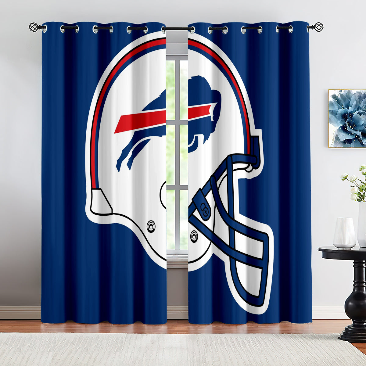 Buffalo Football League Bills Curtains Blackout Window Treatments Drapes Room Decor