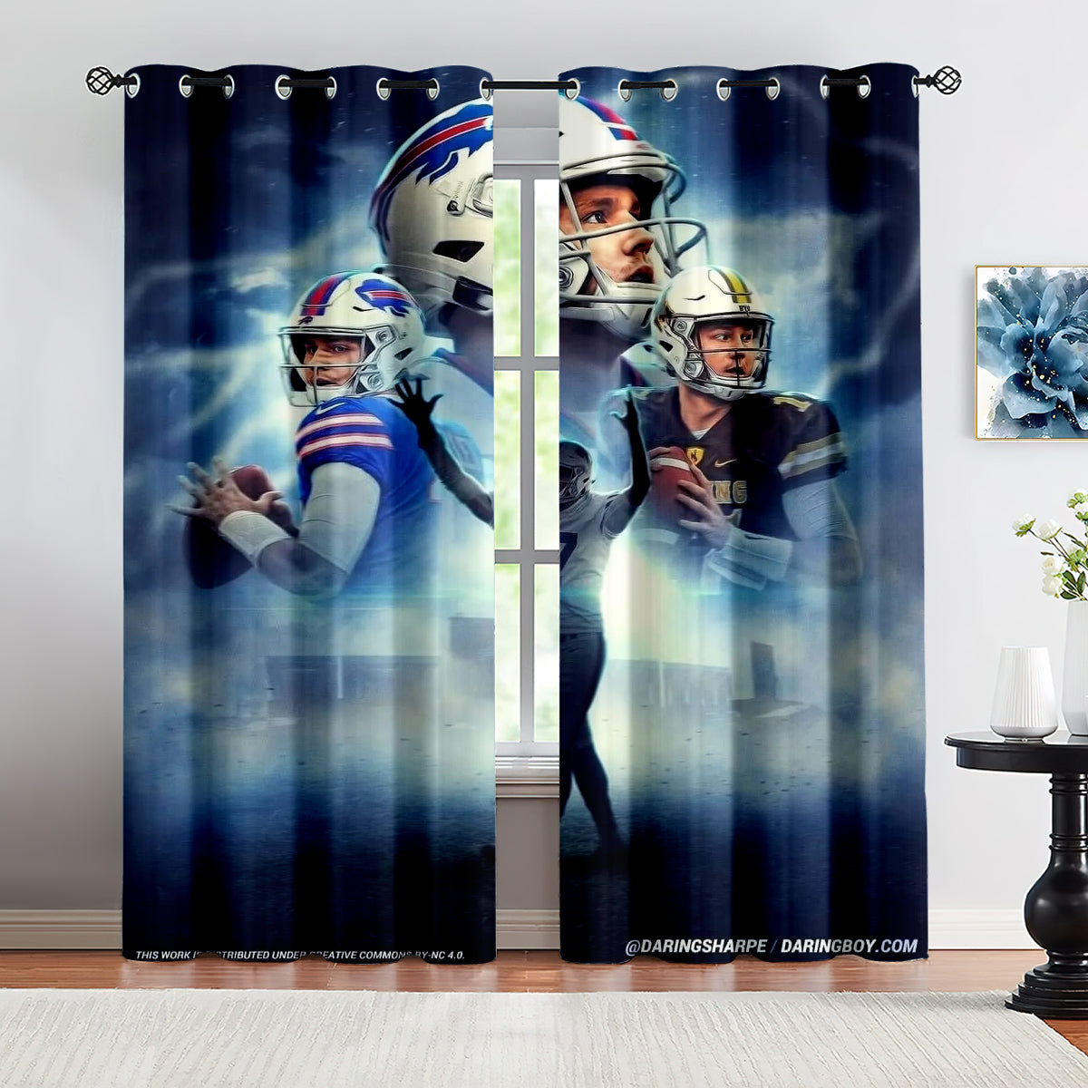 Buffalo Football League Bills Curtains Blackout Window Treatments Drapes Room Decor