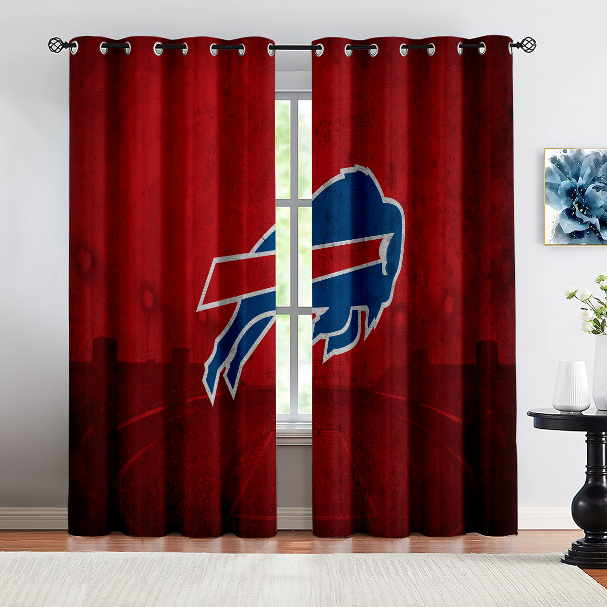 Buffalo Football League Bills Curtains Blackout Window Treatments Drapes Room Decor