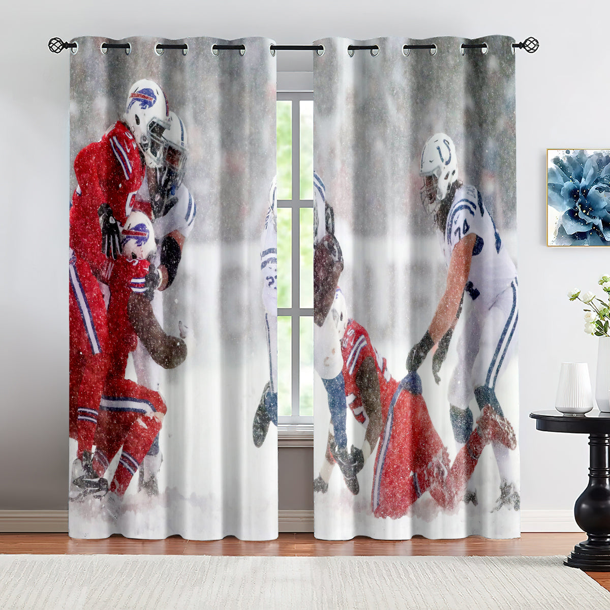 Buffalo Football League Bills Curtains Blackout Window Treatments Drapes Room Decor