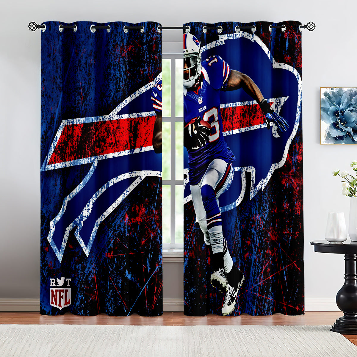 Buffalo Football League Bills Curtains Blackout Window Treatments Drapes Room Decor