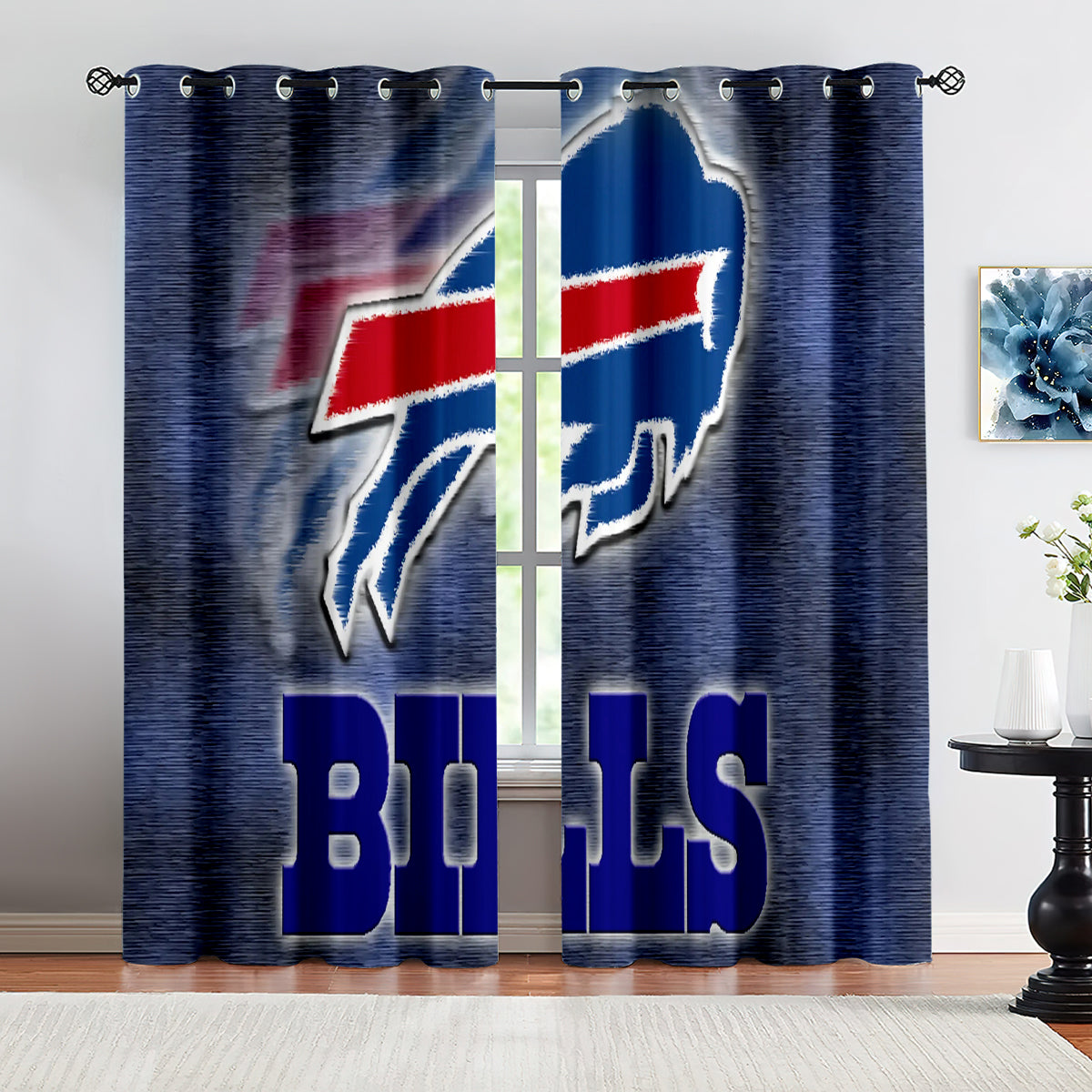 Buffalo Football League Bills Curtains Blackout Window Treatments Drapes Room Decor