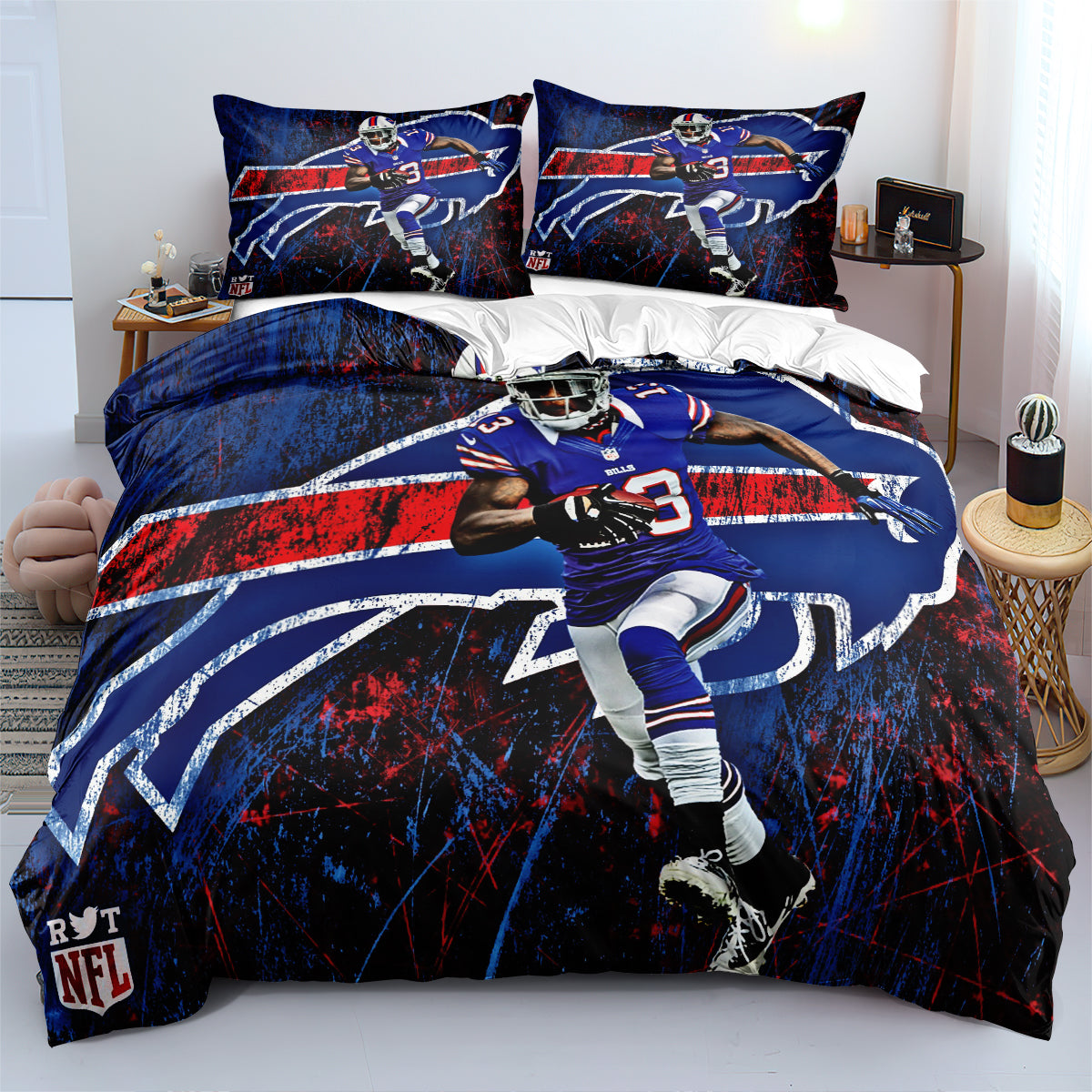 Buffalo Football League Bills Duvet Cover Quilt Cover Pillowcase Bedding Set