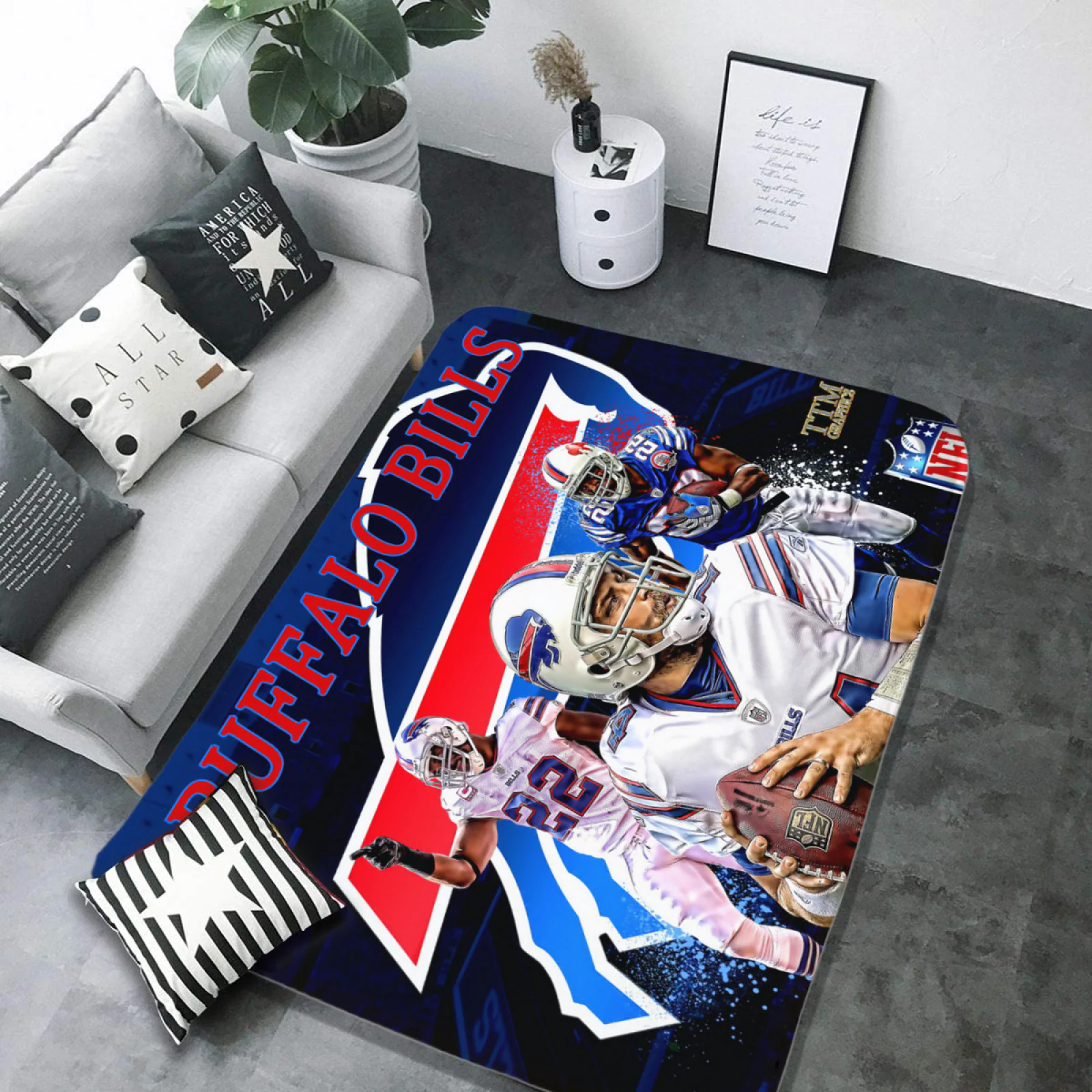 Buffalo Bills Football Team Carpet Living Room Bedroom Mats Kitchen Bathroom Rugs