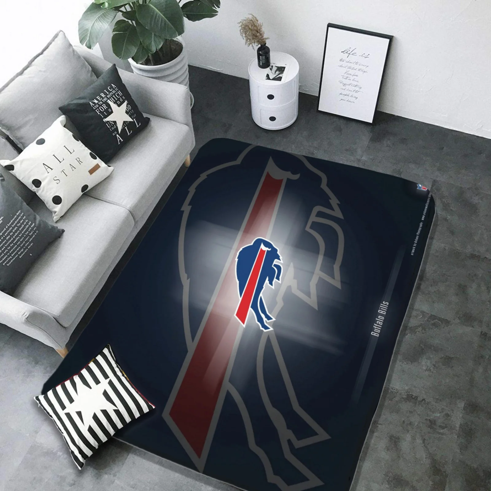 Buffalo Bills Football Team Carpet Living Room Bedroom Mats Kitchen Bathroom Rugs