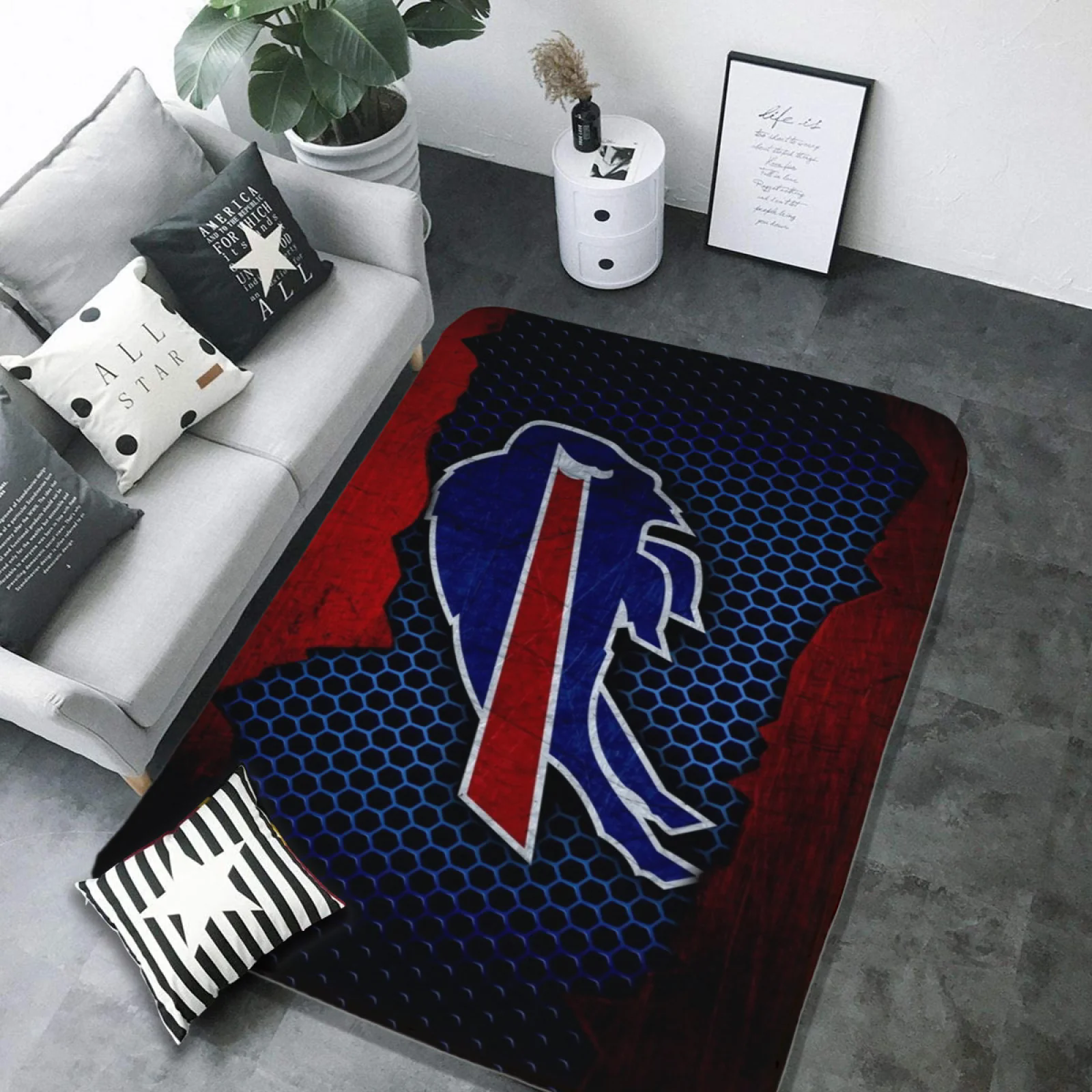 Buffalo Bills Football Team Carpet Living Room Bedroom Mats Kitchen Bathroom Rugs