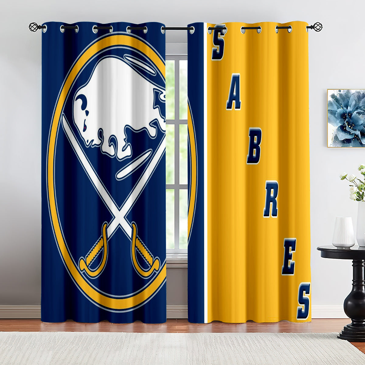 Buffalo Sabres Hockey League Blackout Curtains Drapes For Window Treatment Set