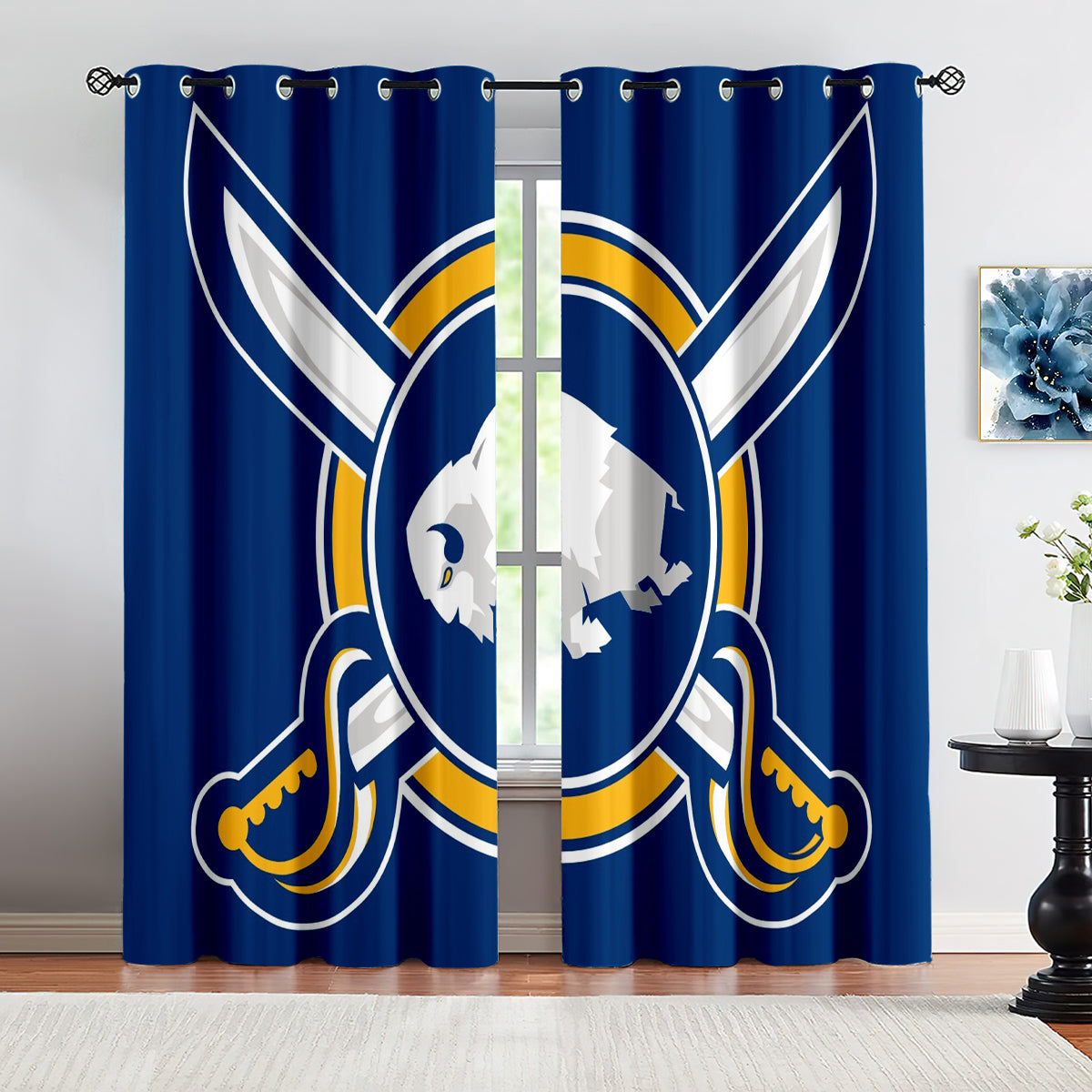 Buffalo Sabres Hockey League Blackout Curtains Drapes For Window Treatment Set