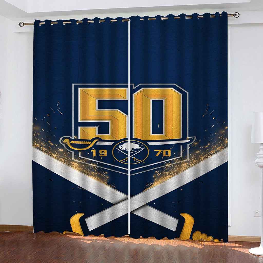 Buffalo Sabres Hockey League Blackout Curtains Drapes For Window Treatment Set