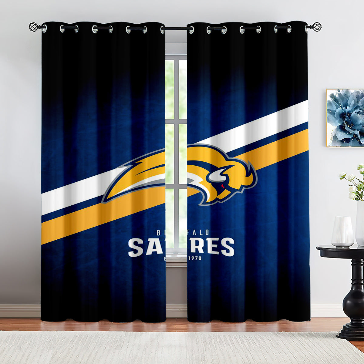 Buffalo Sabres Hockey League Blackout Curtains Drapes For Window Treatment Set